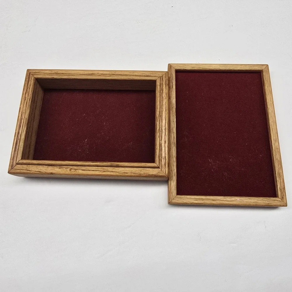 Otters Art Tile Wood Trinket Box Velvet Lined Oak Jewelry 5